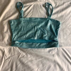 Blue sparkly crop top